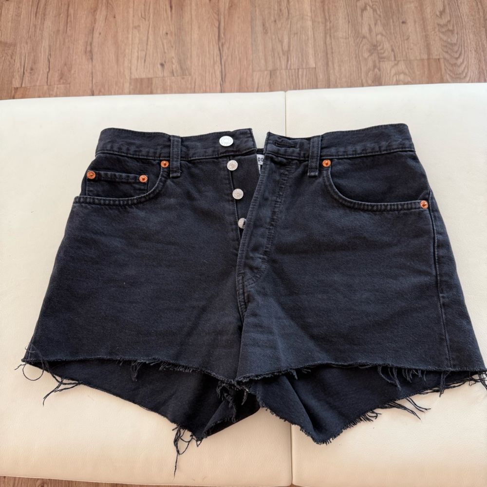Re/Done Denim Shorts in Black - Size 30